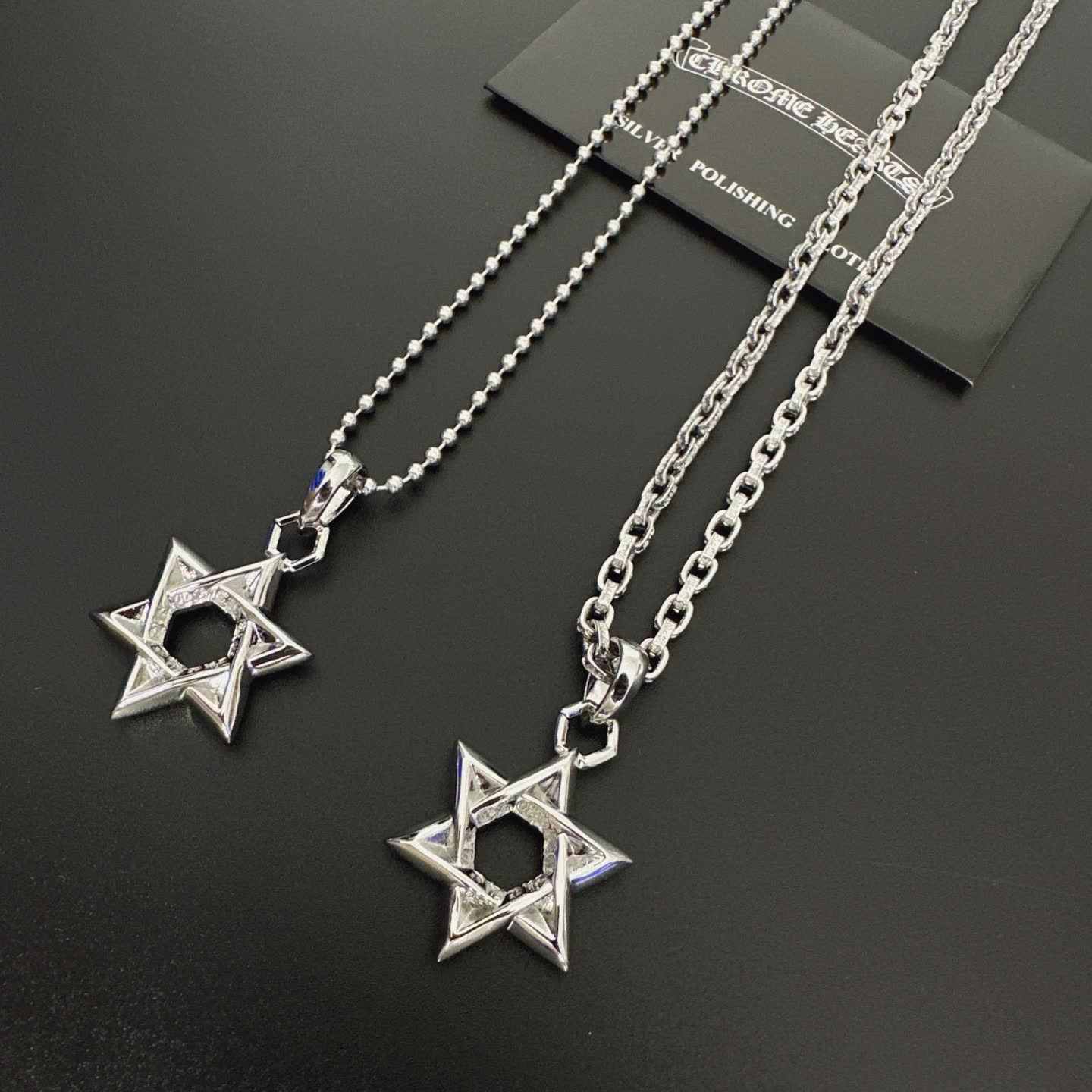 Chrome Hearts Silver Star of David Pendant Necklace